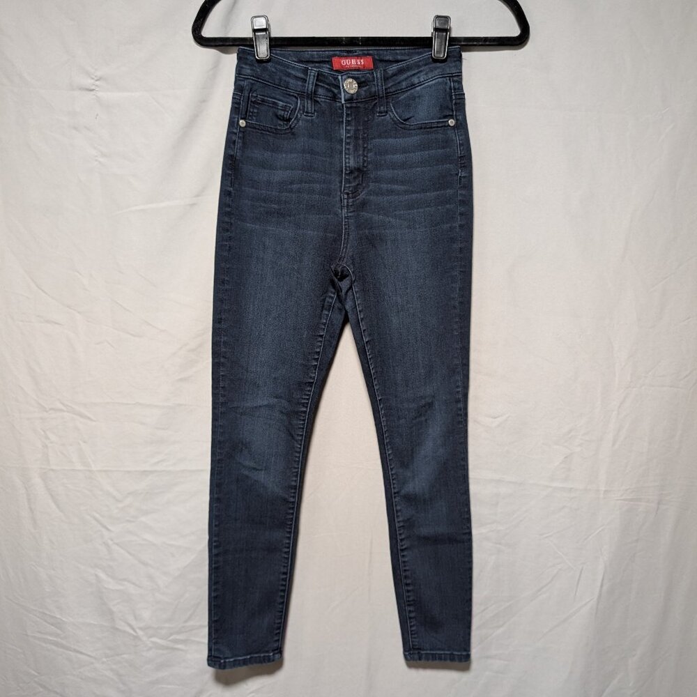 Guess Dark Wash‎ Skinny Jeans Iconic Triangle Logo Cotton Denim Women's 25